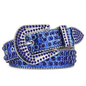 6713 Plus Size Rhinestone Belts For Women Men Cowboy Bling Studded Bb